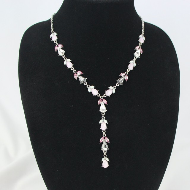 Kohl's Metal Necklace Silvertone 18"21" Long MultiColor Rhinestones eBay