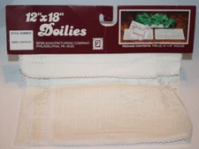 Woolworth 12" x 18" Doilies 2 Pk Table Runner White Cotton Doily Scarf Bess Vtg