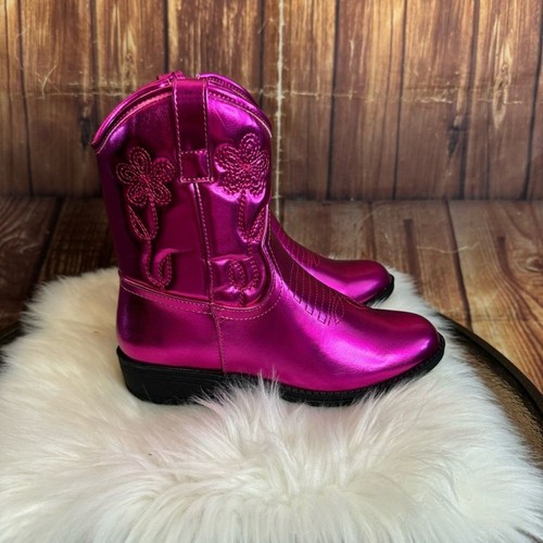 Steve Madden Girl’s Metallic Hot Pink Western Cowboy Boots Size 3 - Picture 4 of 13