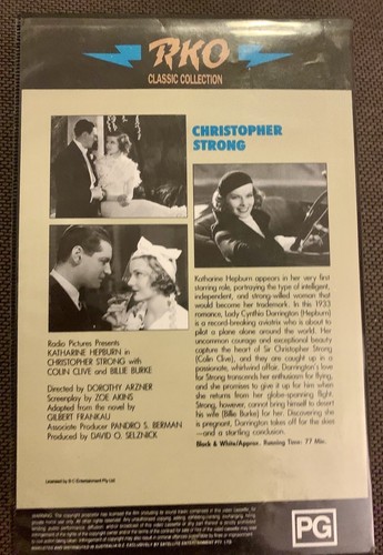 1933 VHS Christopher Strong Katharine Hepburn B+W Film 30s Video Tape Vintage VG - Picture 2 of 12