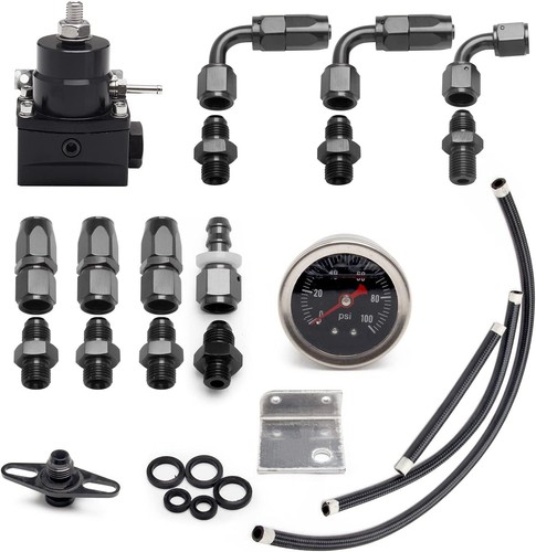 Universal Adjustable Fuel Pressure Regulator Kit 100psi Guage AN6 - Foto 7