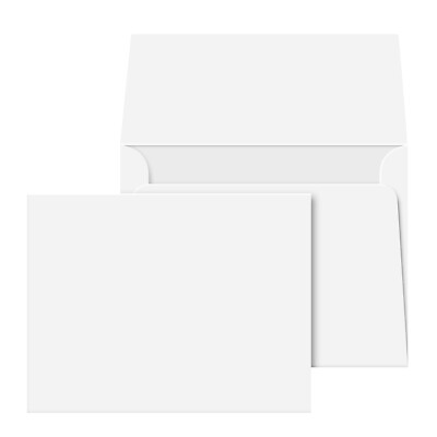 A2 Blank White Note Cards & Envelopes - 80lb Cover - 4 1/4 x 5 1/2 - Set of 50