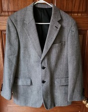 Saville Row Tweed Sport Coat Blazer Wool 41R Grey Men's Dress Jacket SEE PICS 