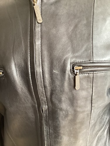Burberry Black Leather Jacket UK 8 Vintage Super Soft Biker Classic - Picture 2 of 24