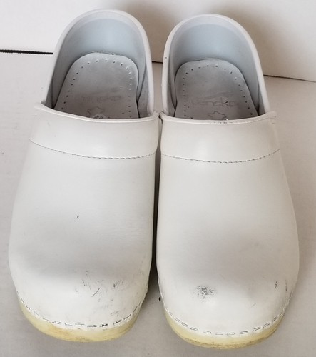 DANSKO Shoes Women EU 36 White Professional Nursing Leather Slip Ons Clogs Y2K - Picture 2 of 7