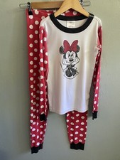 Hanna Andersson Size 140cm 10 Years Minnie Mouse Disney Long John Pajamas Red