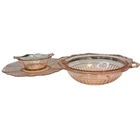 Vintage Pink Depression Glass Mayfair Design Serving Bowl With Handles Plate Set