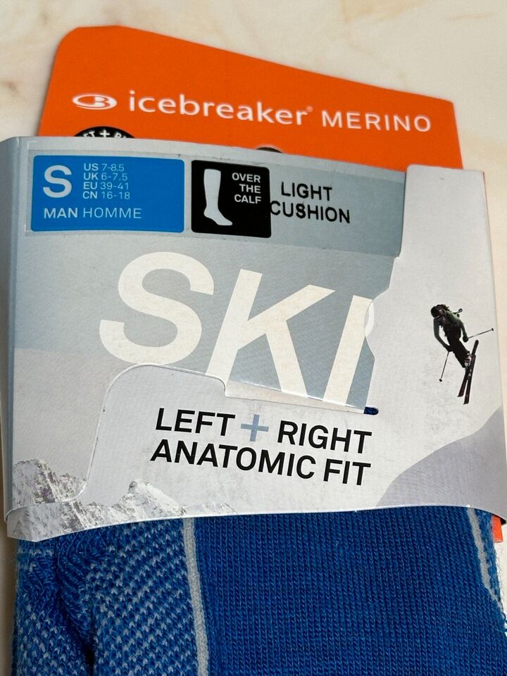 ICEBREAKER MEN SMALL ANATOMIC FIT MERINO WOOL OTC SKI SOCK BLUE BRAND ...