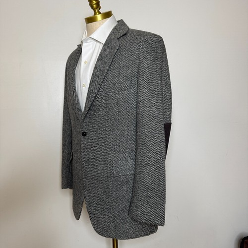 Blazer Bachrach Para Hombre 43L Gris Espiga Abrigo Deportivo Chaqueta Lana Tweed