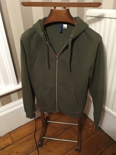 h&m divided khaki green full zip hoodie , size medium