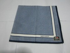USED AUSTIN REED BLUE PLAID PATTERN COTTON 18" HANDKERCHIEF POCKET SQUARE MEN
