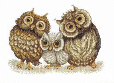 Crystal Art Counted cross stitch kit BT-067C Family of owls