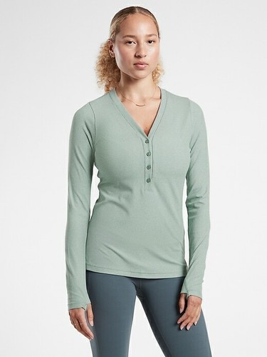 Athleta Uptempo Ribbed Henley Top 
