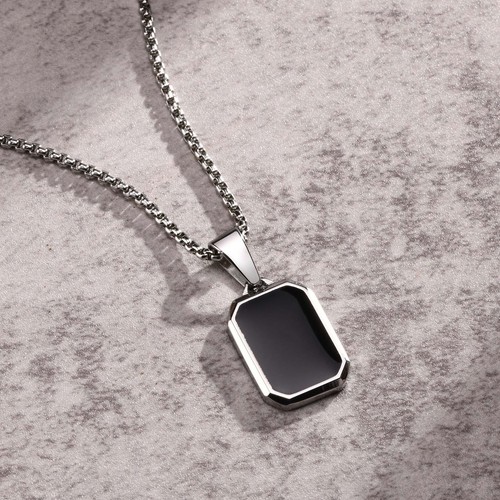 Vnox Men's Stainless Steel Necklace Square Pendant Box Chain Sport Boy Collar - Picture 11 of 20