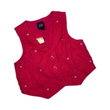 Baby Gap Girls Corduroy Vest Size Toddler 2T Pink Embroidered NWT