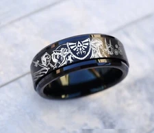The legend of Zelda Ring, Zelda Spinner Ring, Tungsten Carbide Wedding Ring  8mm