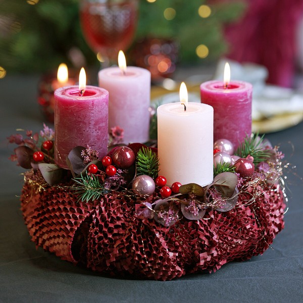Mini Weihnachtskugeln Am Draht Glas Deko-Set Bordeaux Rosa Ø2Cm 140St --image