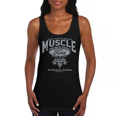 High Performance Muscle Ford Women's Tank Top American Tradition V8 Vintage