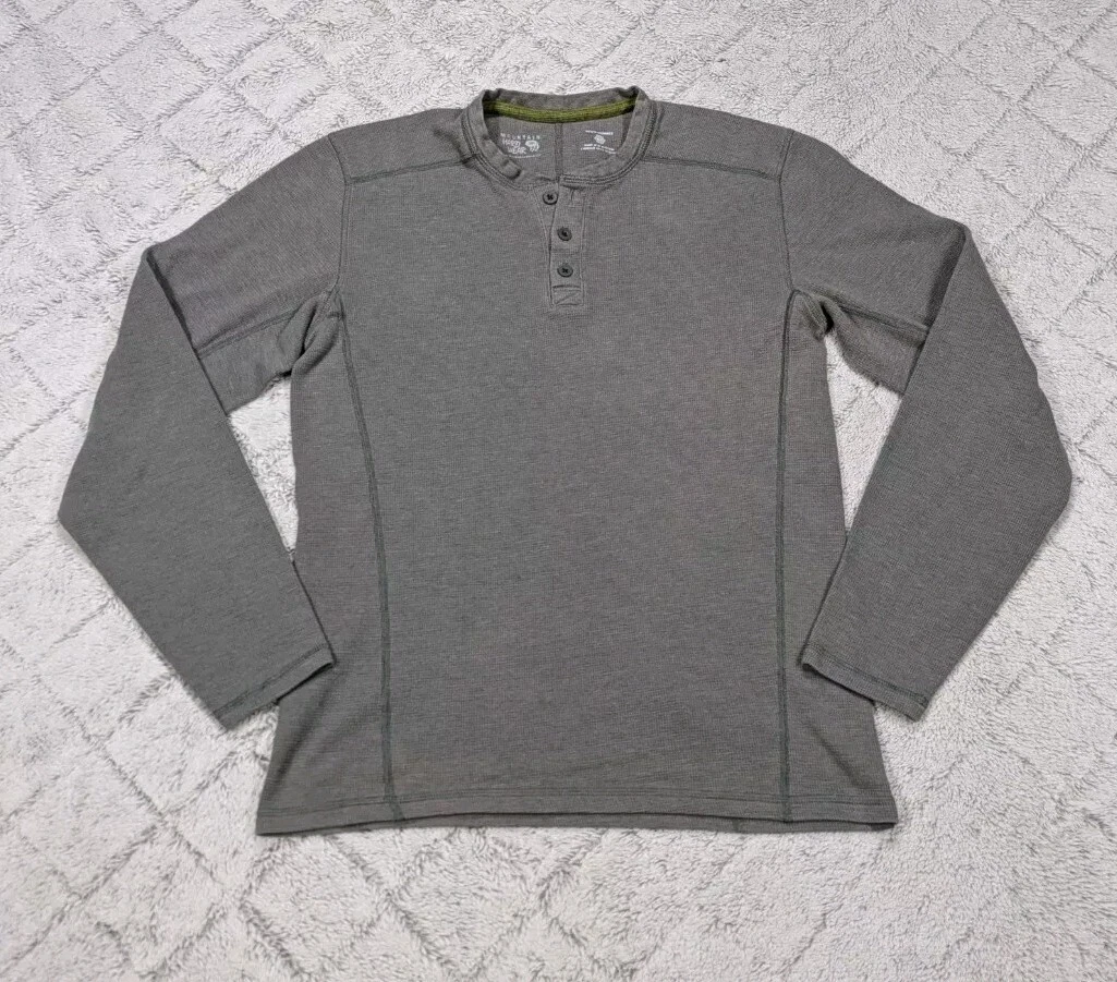Mountain Hardwear Shirt Men's S Gray Trekkin Thermal Henley Wick. Q Hiking