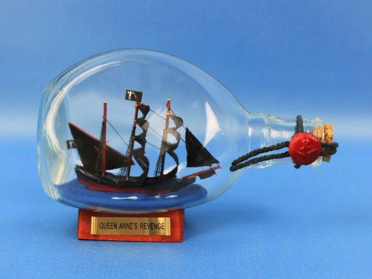 PIRATE SHIP IN A BOTTLE Blackbeard's Queen annes revenge 6 inch - European  Ships in Bottles & Detailed Ship In a Bottle Models