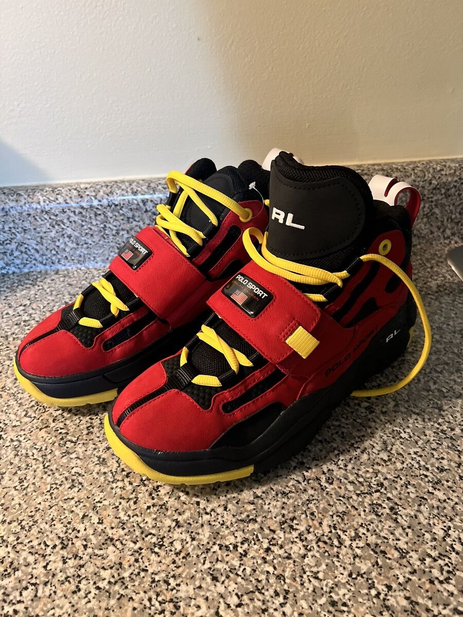 Ralph Lauren Polo Sport PS100 Mens High Top Shoes Red Black Ralph Lauren Polo Sport PS100 Mens High Top Shoes Red Black