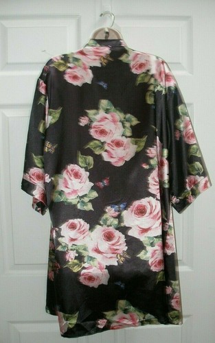 Vestido Negro Vintage con Estampado de Flor Rosa Hasta la Rodilla Cinturón Para Mujer Talla Pequeña - Imagen 5 de 11