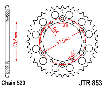 Couronne 45 Dents Acier Évite l'Usure du Kit Chaîne 520 Yamaha WR