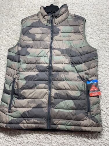 NWT Columbia Powder Lite Omni Heat Thermal Reflective Camo Puffer Vest Men’s L