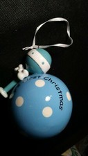 BABY'S FIRST CHRISTMAS GLASS ORNAMENT WITH RATTLE ATTACHED  DD351UDN