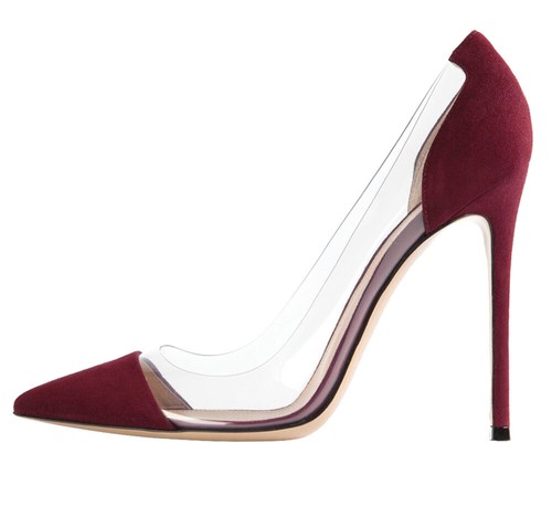 Womens Sexy Pointed Toe Splicing Transparent 10cm High Heels Pumps Dress Shoes - Picture 8 of 40