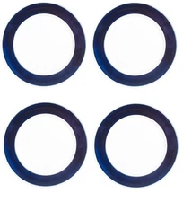 4 Pack White Charger Plates W/ Blue Removable Rings Durable Charger Plate Set