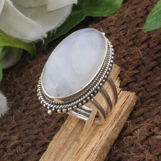 Moonstone 925 Sterling Silver Ring Beautiful Mothers Day Gift All Size BM-174 Moonstone 925 Sterling Silver Ring Beautiful Mothers Day Gift All Size BM-174