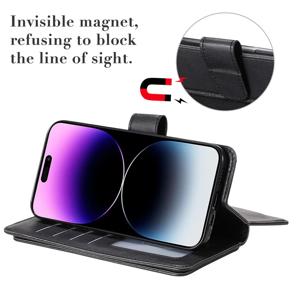 Funda tipo billetera de cuero con 10 tarjetas para iPhone 17 16e 15 14 Plus 13 12 11 Pro Max Foto 4 de 4