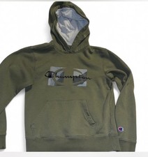 Champion Pullover Hoodie with Camouflage Logo Youth Large Olive Green