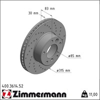 2X Zimmermann 400.3614.52 Bremsscheibe FüR Mercedes Benz Puch G Klasse G Modell