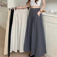 New Style High-Waisted Ruffled Long Dress Thin Solid Color Versatile Summer Slim