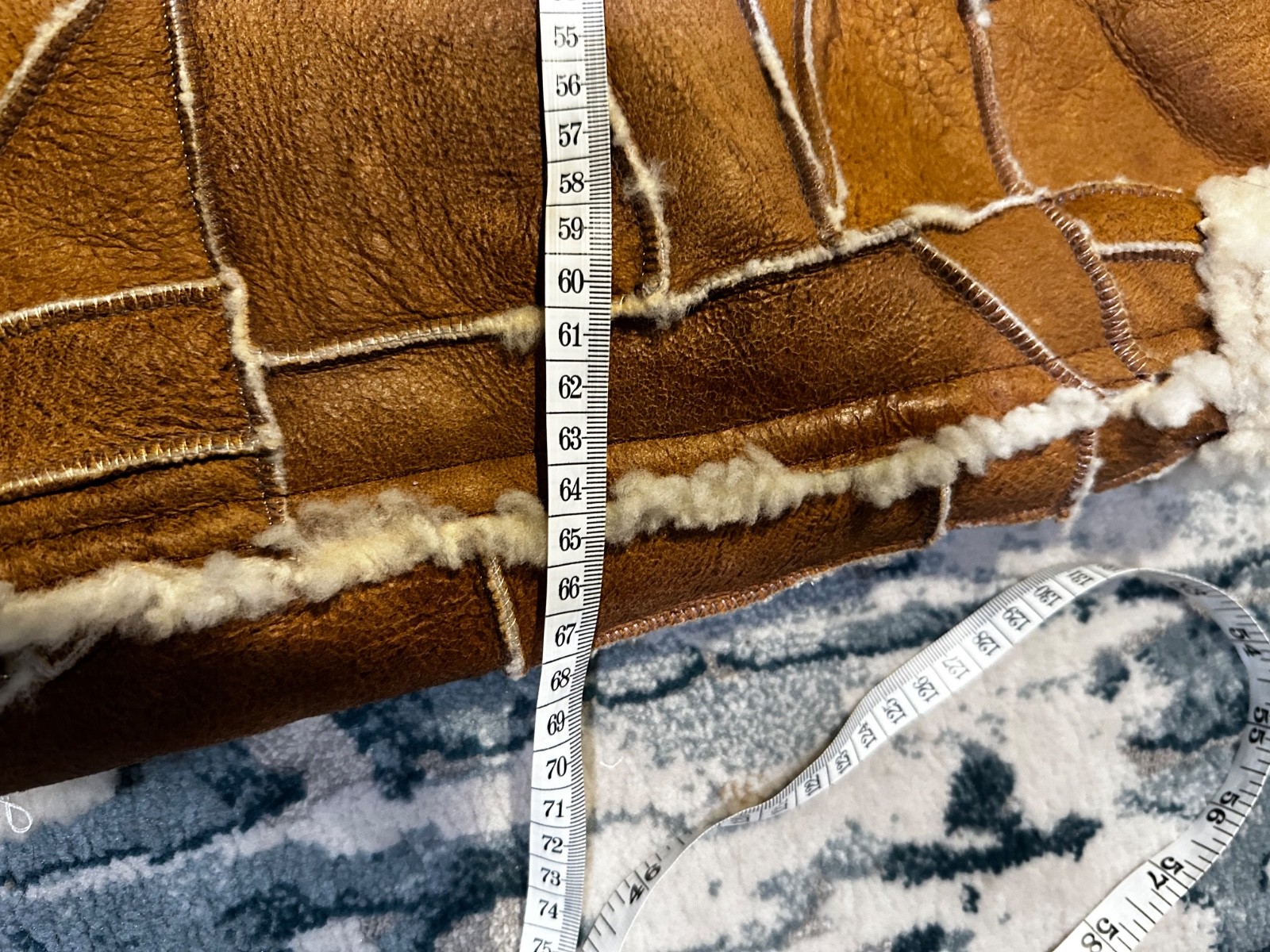 Vintage Shearling Patchwork Vest Brown Suede Leat… - image 9