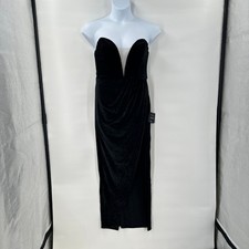 New Lulus Black Velvet Maxi Dress Large Strapless Plunge Neck Formal Evening