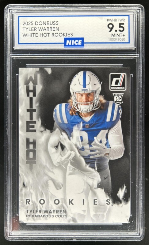 2025 Panini Donruss Tyler Warren White Hot Rookies RC Rookie #WHR-TWR NICE 9.5