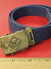 1960's Cub Scout Brass Friction Belt Buckle with webbed belt