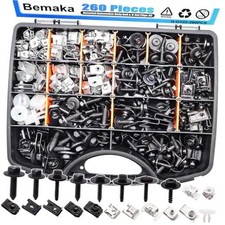 260Pcs Automotive Fender Bolts and U Nut Clips Kit, Car Body Screws U Clips,