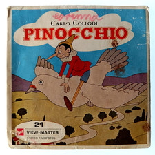 2x VIEW-MASTER 3D REEL ⭐ PINOCCHIO ⭐ testo italiano! Carlo Collodi, foto stereo
