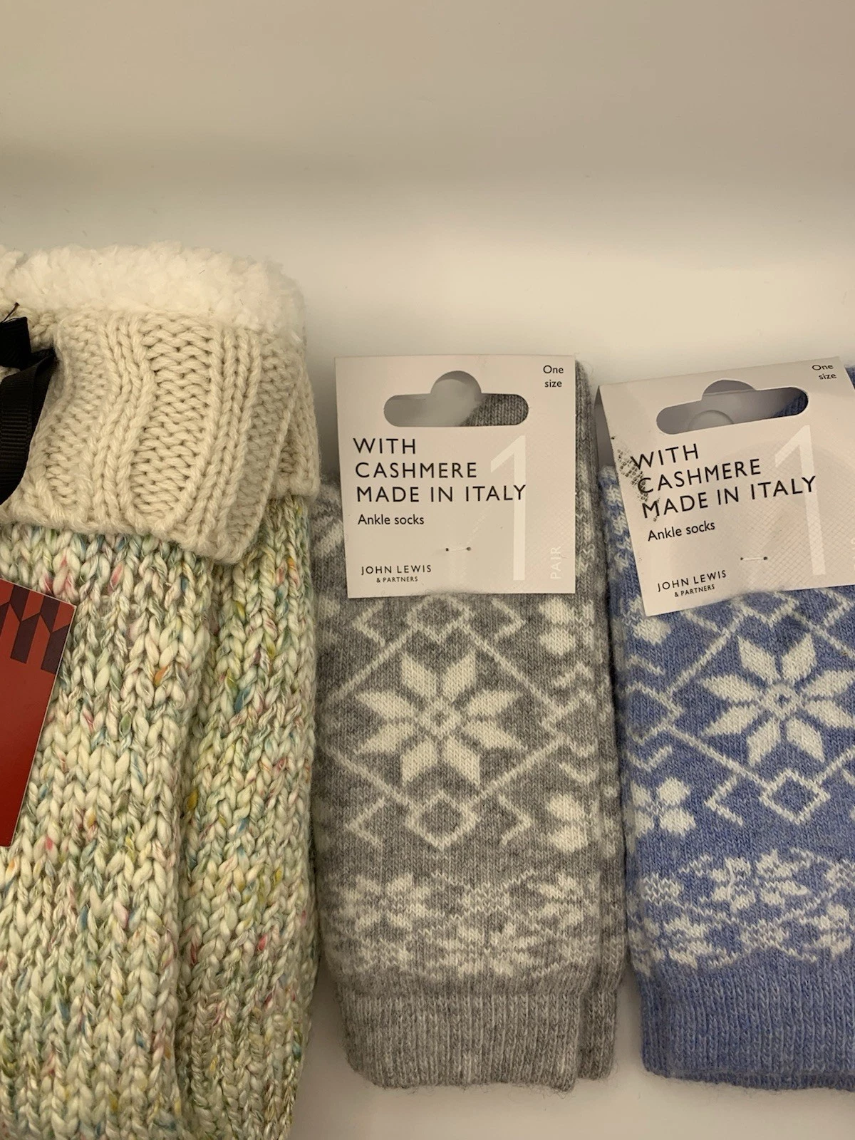 John Lewis Ladies Sock & Slipper Sock Bundle 3 Pair 2x Ankle With Cashmere