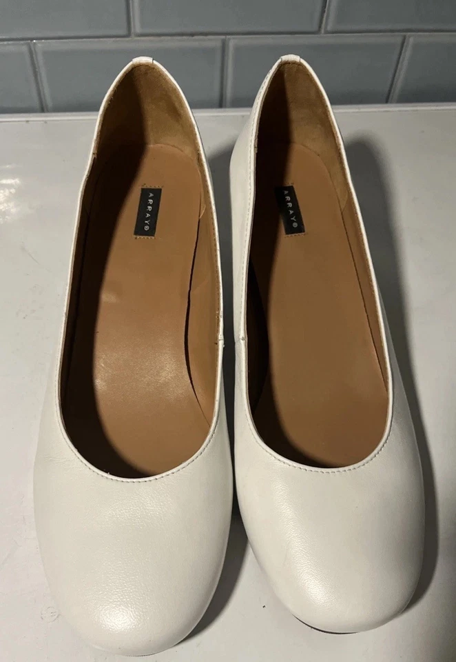 Sapatos femininos Array de couro branco mais liso 10,5W - Imagem 2 de 4