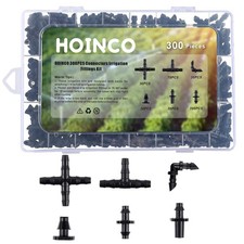 300Pcs Drip Irrigation Parts Kit Drip System Fittings for1/4 Tubing