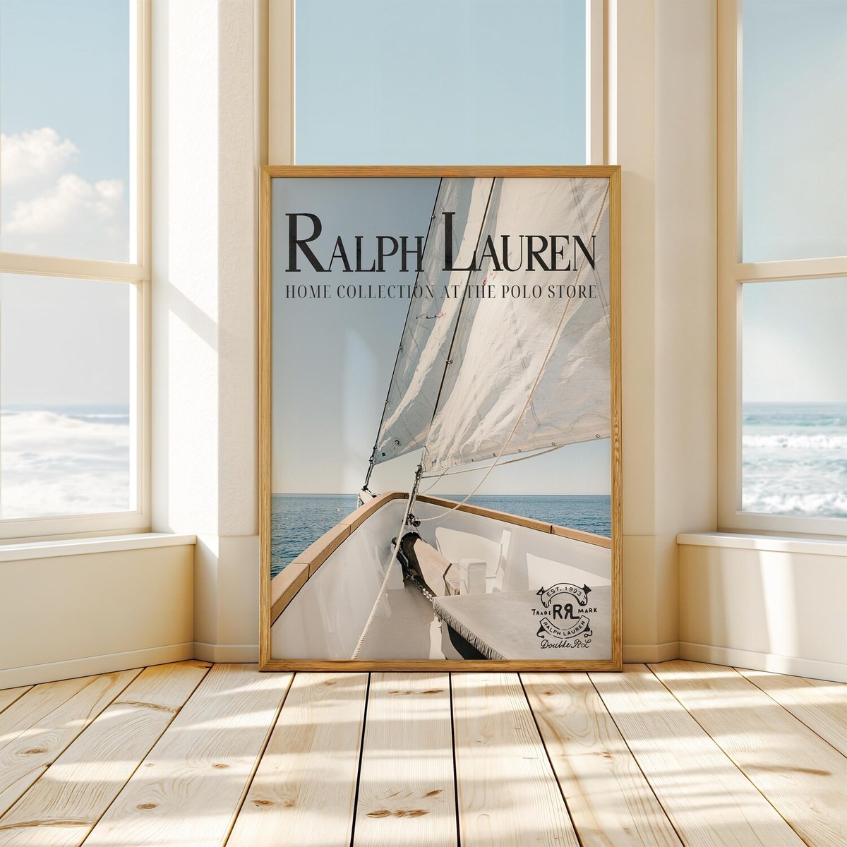 Polo Ralph Lauren Sailboat Poster, Vintage Seascape Print, Coastal