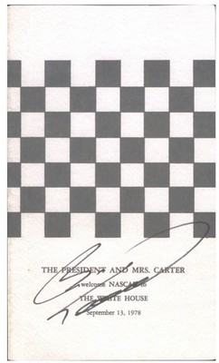 SIGNED BILL ELLIOT PRESIDENT CARTER WELCOME NASCAR 1978 WHITE HOUSE MENU PSA DNA