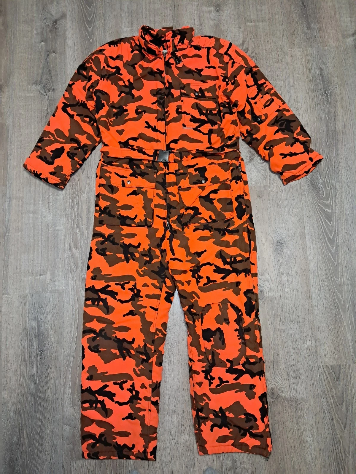 VTG Winchester Orange Camo Hunting Coveralls Insulated Jumpsuit No Hood Sz Large