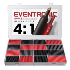 Eventronic 4:1 Heat Shrink Tubing Kit - 400 Pcs Adhesive Lined, Wire BlackRed 