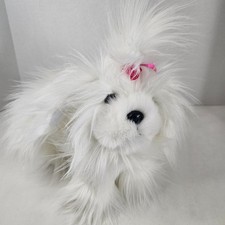 Battat White Shih Tzu Puppy Plush Furry Yorkie Pink Bow Stuffed Animal Toy 1 
